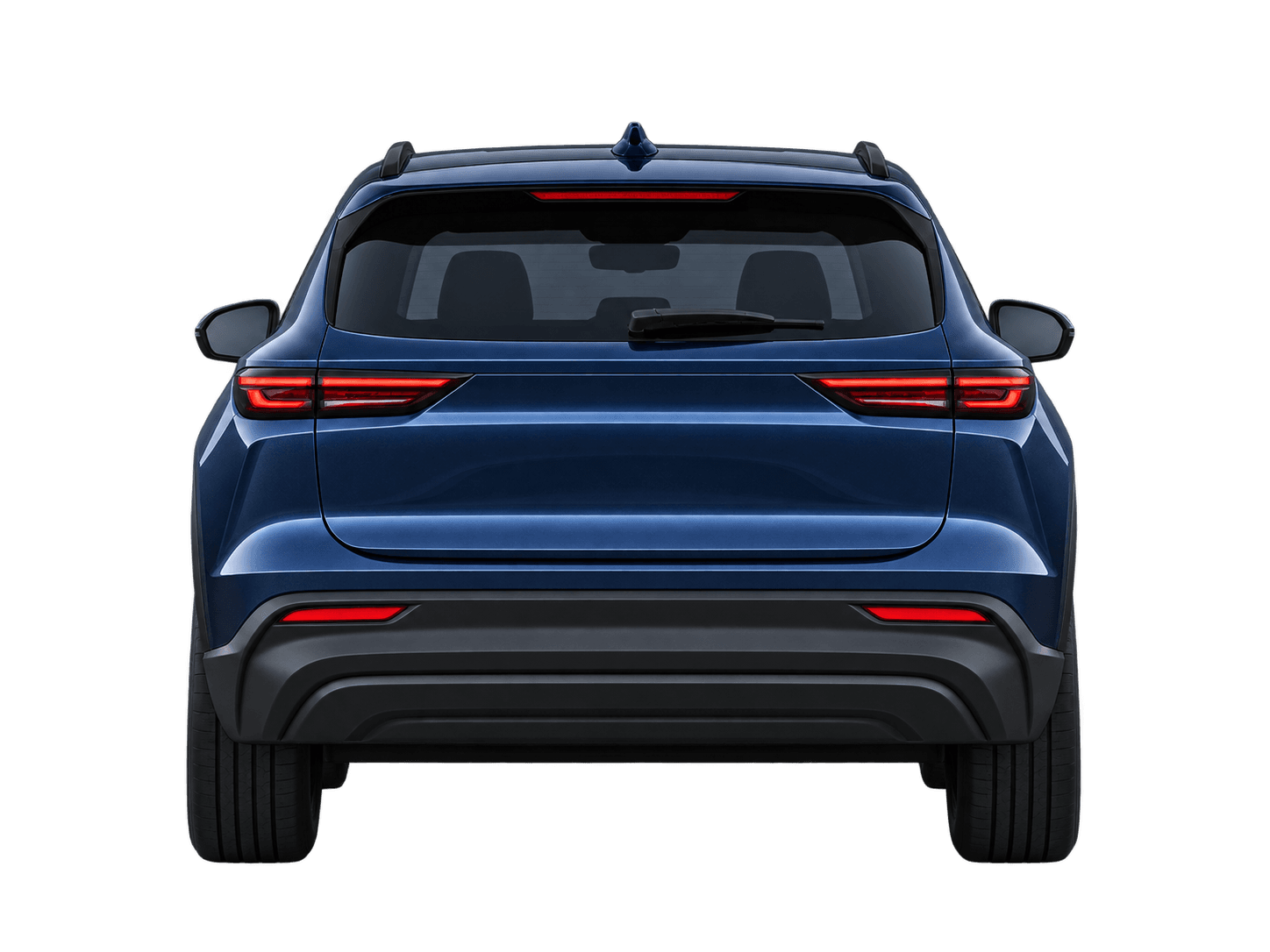 Rear of the premium dark blue SUV